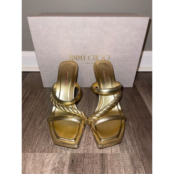 JIMMY CHOO Diosa 90 Metallic Leather Sandal - Picture 3 of 9